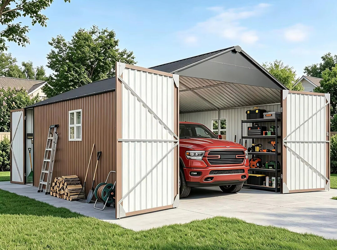 12X20X9.3Ft Metal Storage Shed Outdoor Large Garage Shed Garden Tool, Custom