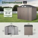 8X6 FT Outdoor Storage Shed with Floor, Full Size Metal Utility Shed, Custom