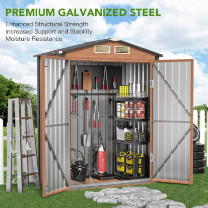 Home-Outdoor Storage Shed 5X3 FT Metal Steel Tiny House Garden Backyard Utility Cabinet with Lock