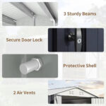 Outdoor Storage Shed 12X14 FT Garden Shed with Lockable Doors Metal Tool Shed for Backyard Patio Lawn White US Stock