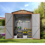 Home-Outdoor Storage Shed 5X3 FT Metal Steel Tiny House Garden Backyard Utility Cabinet with Lock