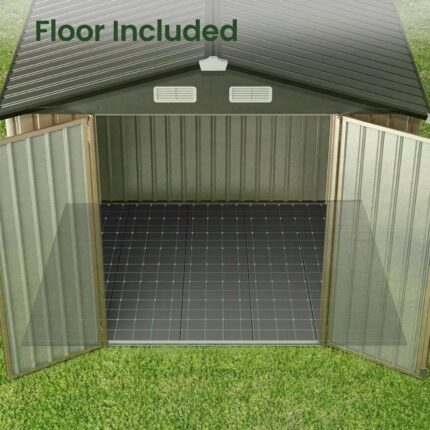 8X6 FT Outdoor Storage Shed with Floor, Full Size Metal Utility Shed, Custom