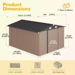 10X12 FT Outdoor Storage Shed with Floor & Lockable Double Doors, Heavy-Duty Galvanized Steel Outdoor Metal Shed, Customized