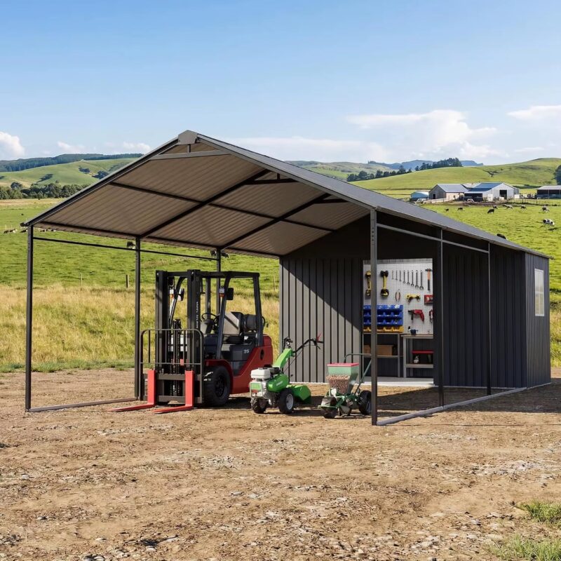 12X25 Metal Carport, 12X20 FT Car Port with 12X5 FT Storage Shed, Heavy Duty Galvanized Steel Waterproof Snow Load, Custom