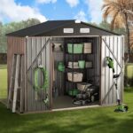 8X6 FT Outdoor Storage Shed with Floor, Full Size Metal Utility Shed, Custom