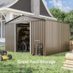Waterproof Metal Outdoor Storage Shed,Lockable Sliding Door & Air Vents,Garden Tool Storage,10Ftx8Ft, Custom
