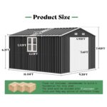 10X12X7 FT Metal Outdoor Storage Shed,With 2 Transparent Panels,For Backyard, Custom
